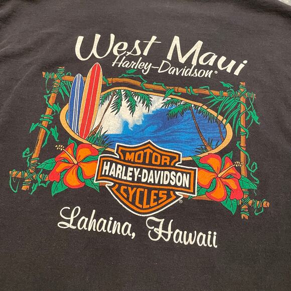Vintage West Maui Harley Davidson Tee Shirt Mens Large Surfboard Wave Hawaii Y2K - Picture 6 of 10
